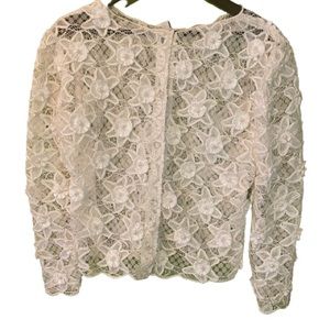 Vintage handmade lace embroidered jacket with pearls
